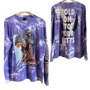 Cakeworthy x Jurassic Park Long Sleeve Tie Dye Hold Onto Your Butts Grapic Shirt
